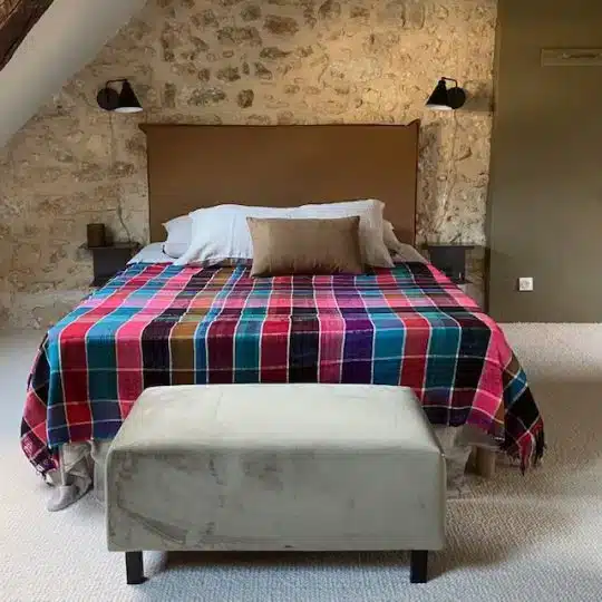 Couverture Haïk Berbère Vintage à Carreaux Multicolore, rose