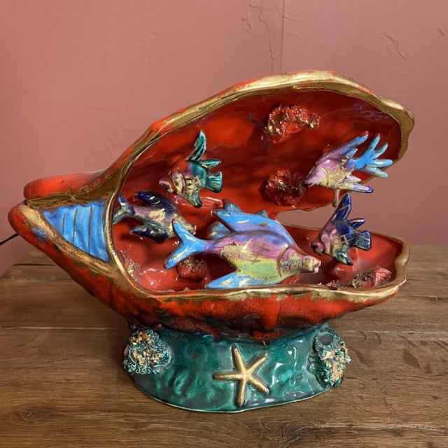 Lampe veilleuse coquillage en céramique