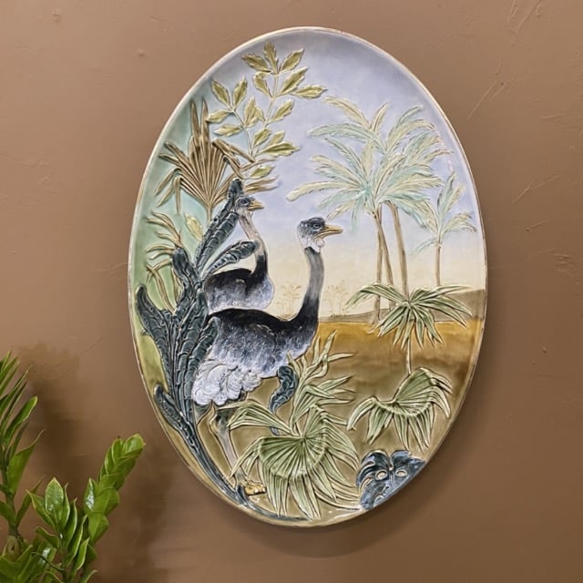 Paire de médaillons muraux anciens en barbotine – Image 2