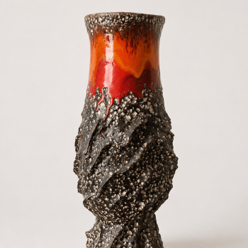 Vase vintage en céramique FAT LAVA orange, 1970