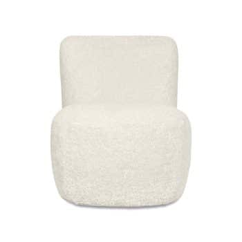 Fauteuil cocoon, tissu imitation fourrure blanc