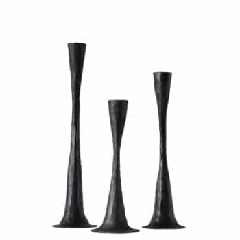Bougeoirs Martelés en métal noir – Lot de 3