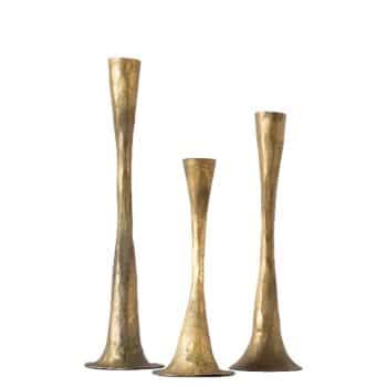 Bougeoirs Martelés en métal doré – Lot de 3