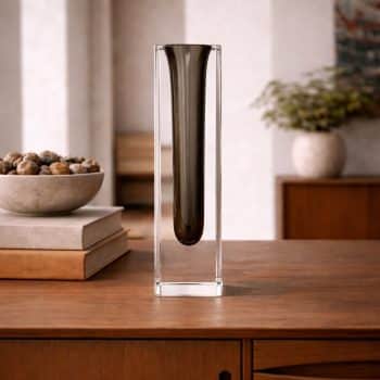 Vase Murano en verre fumé et cristal