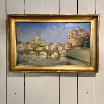 Tableau “Vue de Rome” Pont Sant’Angelo, vers 1930, par Marguerite Crissay