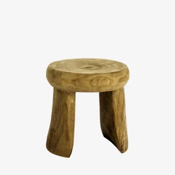 Tabouret sculptural ou bout de canapé en bois de paulownia