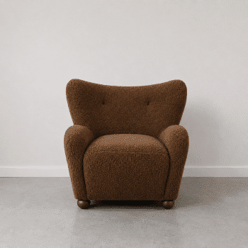 Fauteuil Haven, tissu imitation fourrure – couleur chocolat