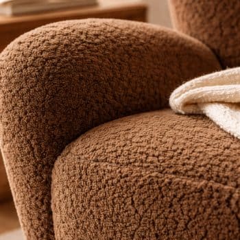 Fauteuil Haven, tissu imitation fourrure chocolat