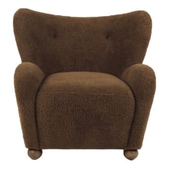 Fauteuil Haven, tissu imitation fourrure chocolat