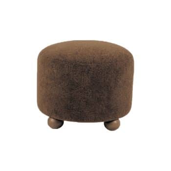 Pouf Haven, tissu imitation fourrure chocolat
