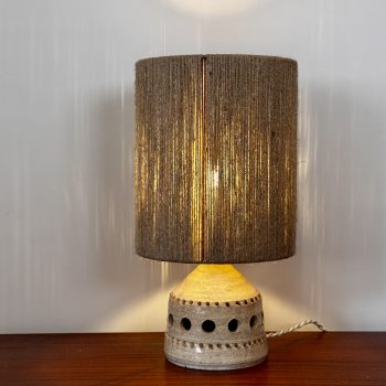 Lampe en céramique ajourée, attribuée à Georges Pelletier – abat-jour sur mesure