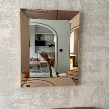 Miroir facetté à encadrement rosé – Italie, années 80