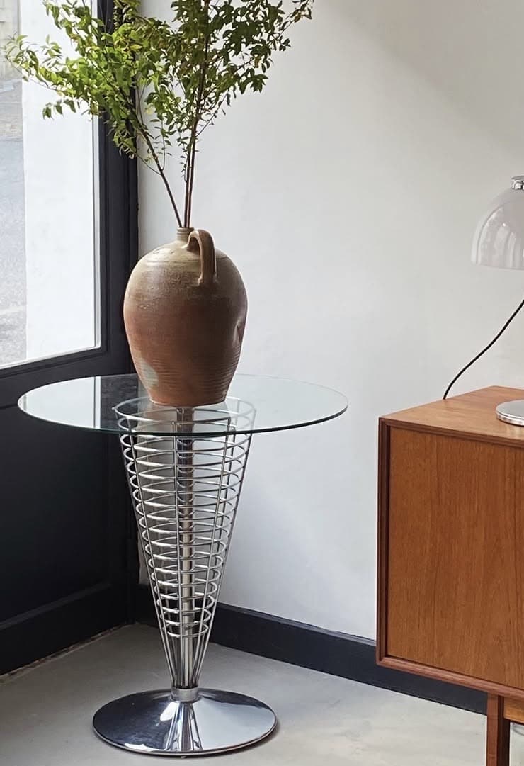 Table sculpturale en métal et verre par Verner Panton pour Fritz Hansen, 1980