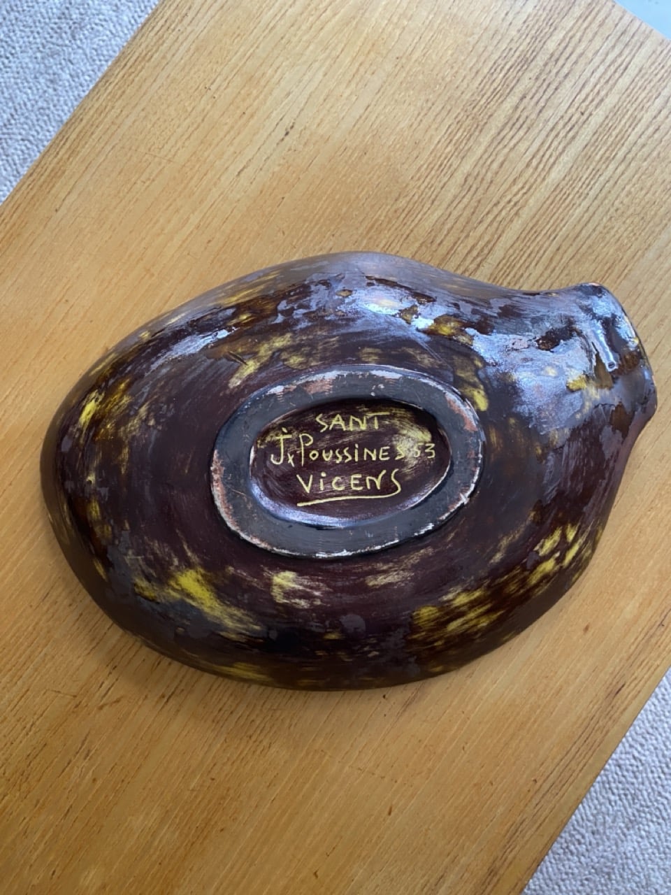 Plat céramique signé Jacques Poussine, Vallauris, 1953 – Image 4