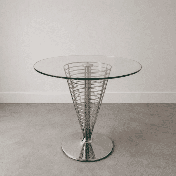 Table sculpturale en métal et verre par Verner Panton pour Fritz Hansen, 1980