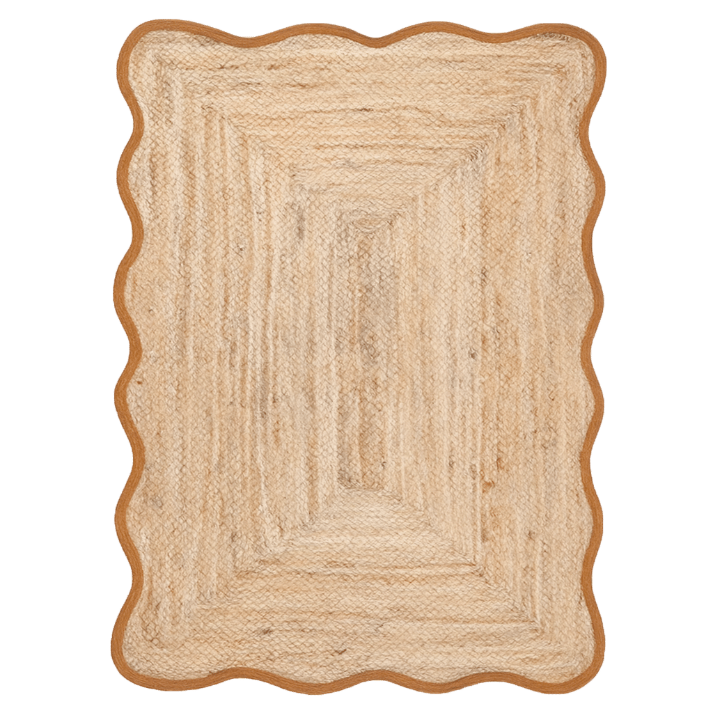 Tapis en jute bord ocre brun - 200 x 300 cm