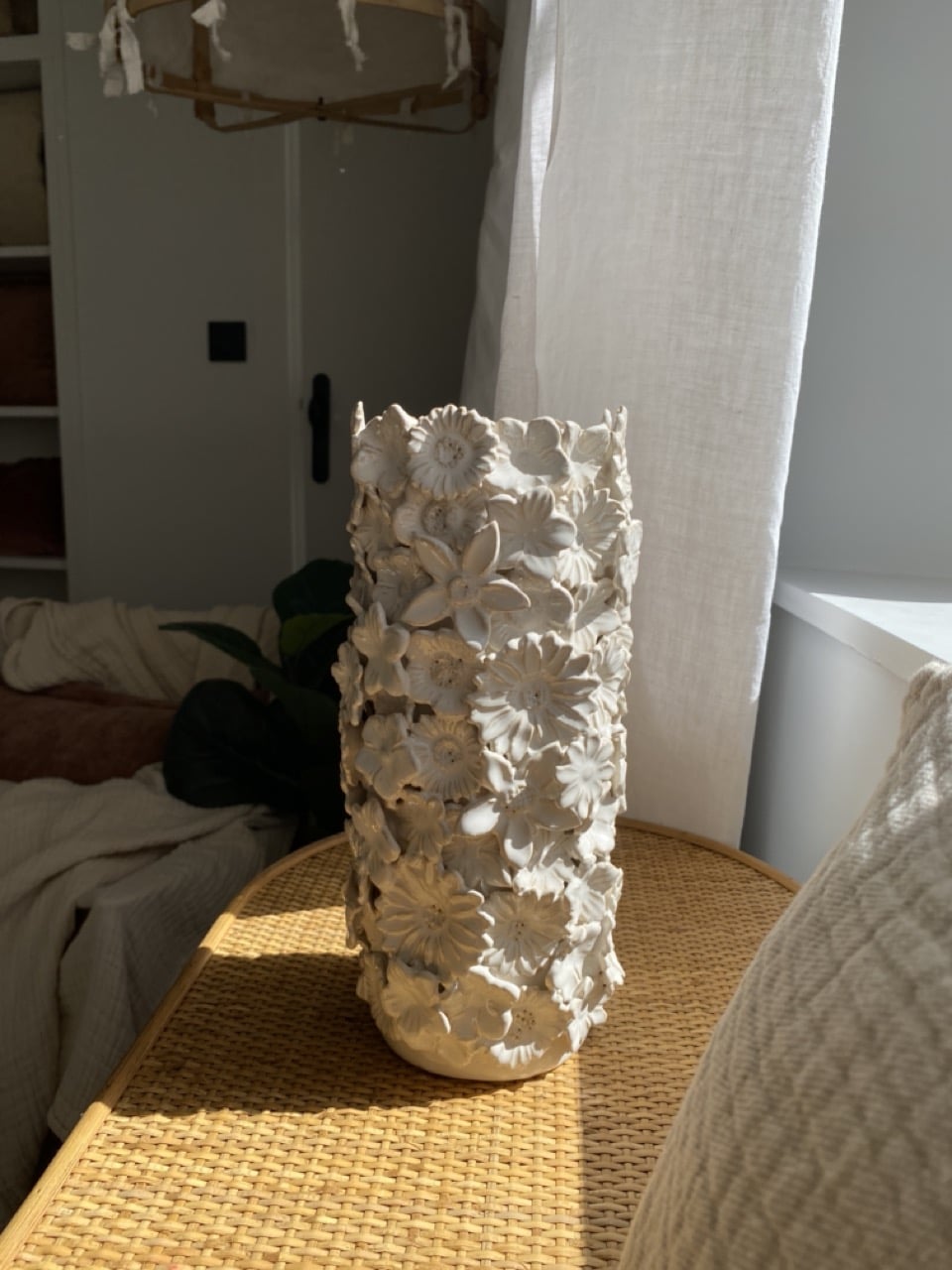 Vase "Flora" blanc lin – Image 2