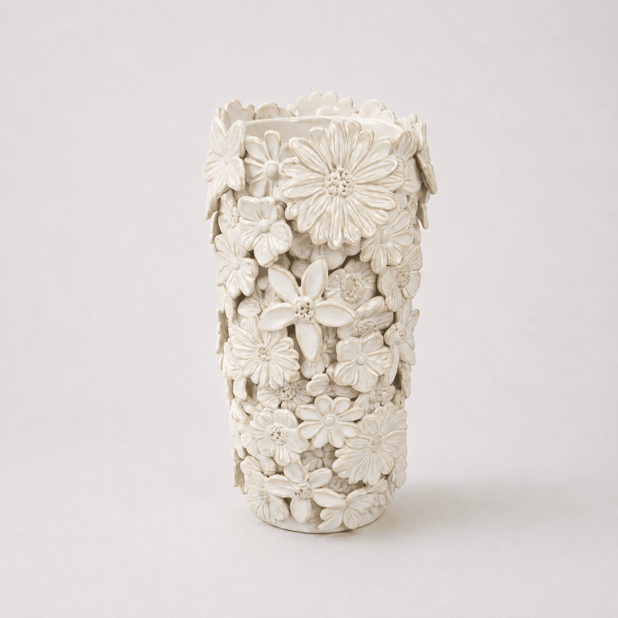 Vase "Flora" blanc lin