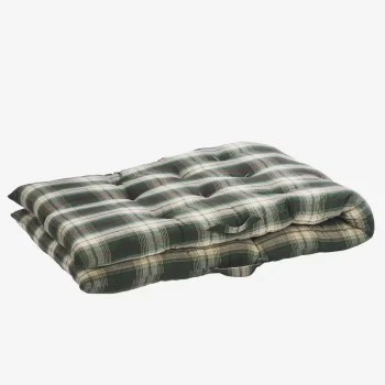 Matelas à carreaux vert en coton – pour banc ou lit de camp (70×180 cm)