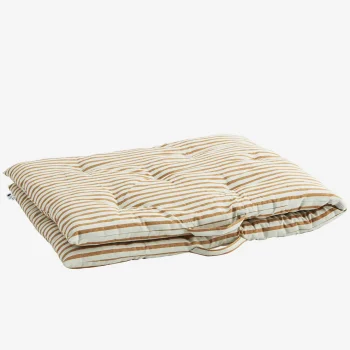 Matelas rayé orange en coton – pour banc ou lit de camp (70×180 cm)