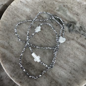 Bracelet Brigitte Hématite argentée & Nacre • Le monde est stone