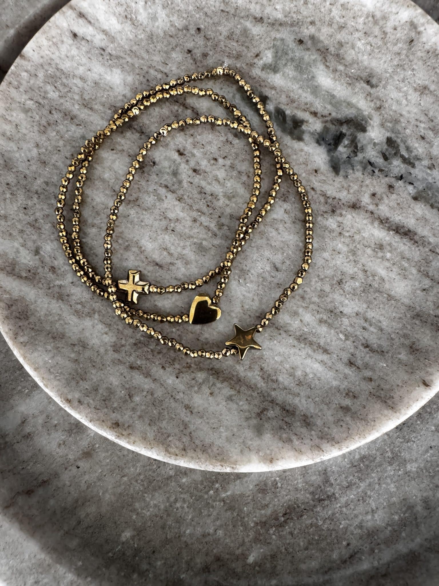 Bracelet Brigitte Hématite dorée • Le monde est stone
