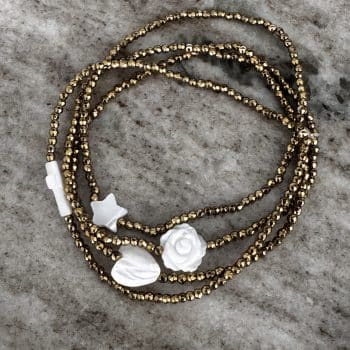 Bracelet Brigitte Hématite dorée & Nacre • Le monde est stone