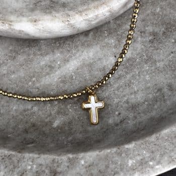 Collier Croix Nacre • Le monde est stone