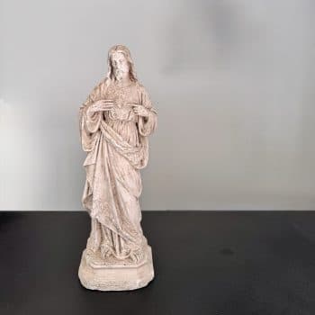 Statue ancienne du Sacré-Cœur de Jésus en plâtre