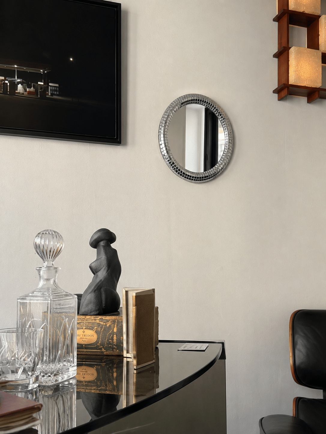 Petit miroir rond disco, diam 30cm