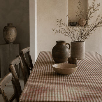 Nappe en coton vichy marron & blanc (2 tailles)