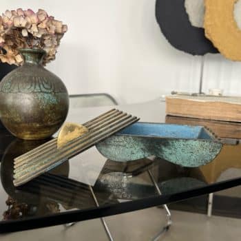 Boîte de rangement en bronze à patine vert-de-gris, Pal-Bell – Israël, années 1950
