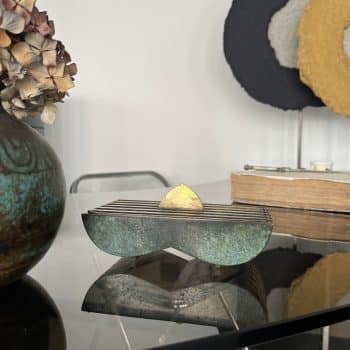 Boîte de rangement en bronze à patine vert-de-gris, Pal-Bell – Israël, années 1950