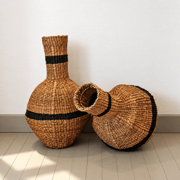 Lot de deux paniers-jarres tressés en fibres naturelles – h 56 cm