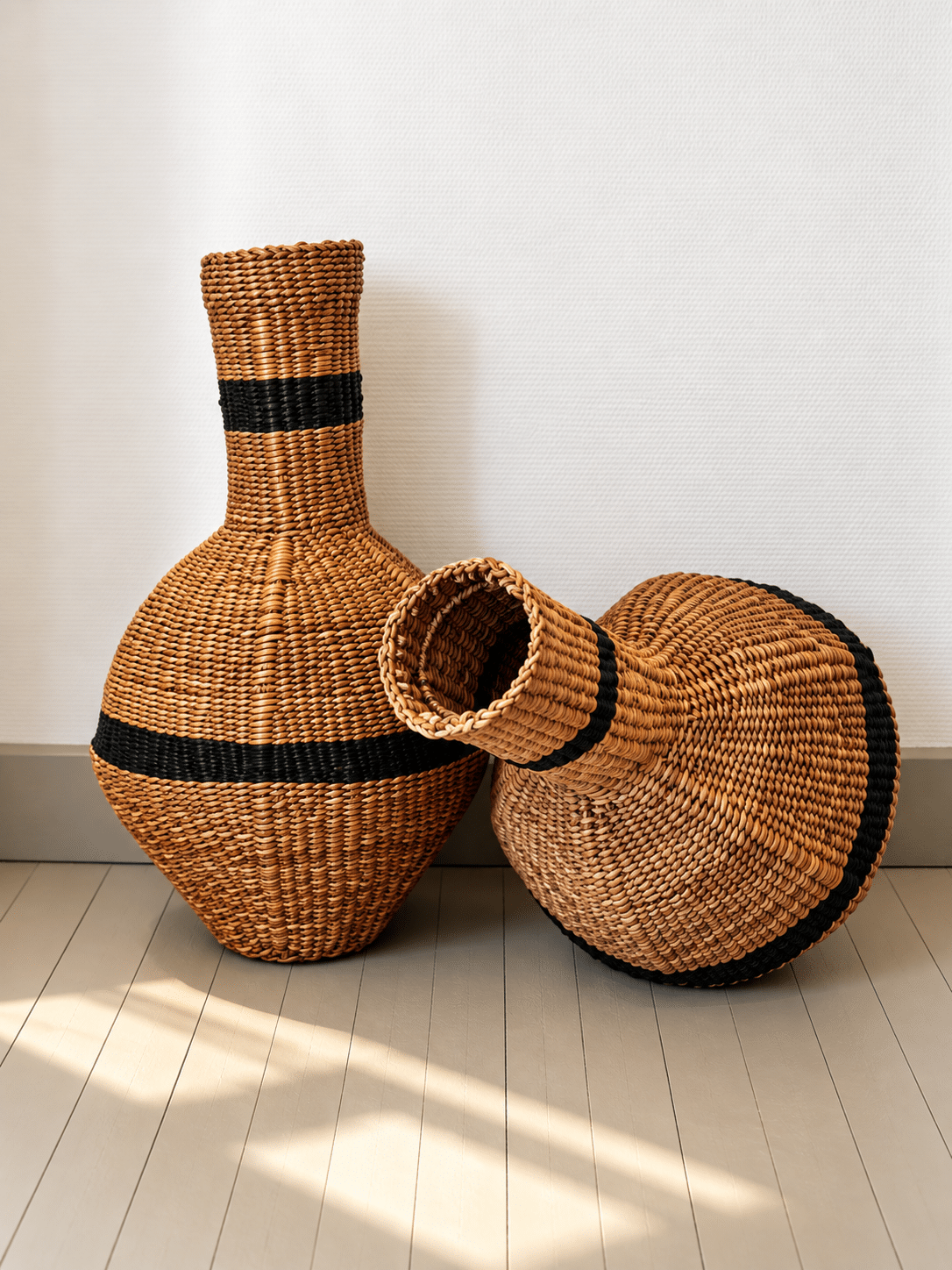 Lot de deux paniers-jarres tressés en fibres naturelles - h 56 cm – Image 7