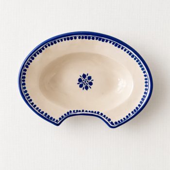 Plat à barbe ancien, décor bleu cobalt
