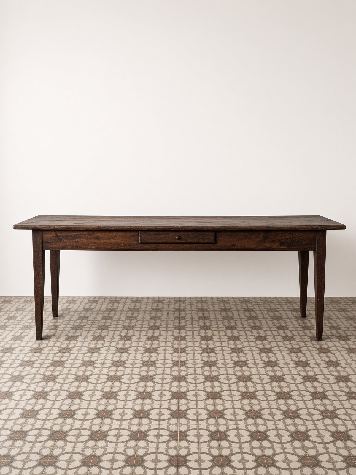 Table de ferme étroite ancienne en bois