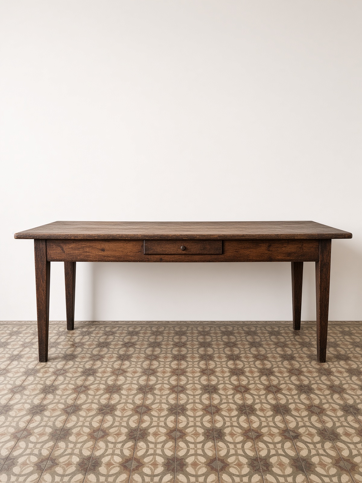 Table de ferme étroite ancienne en bois – Image 6