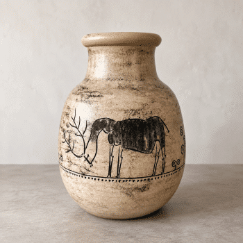 Vase en céramique signé Jacques Blin – décor animalier