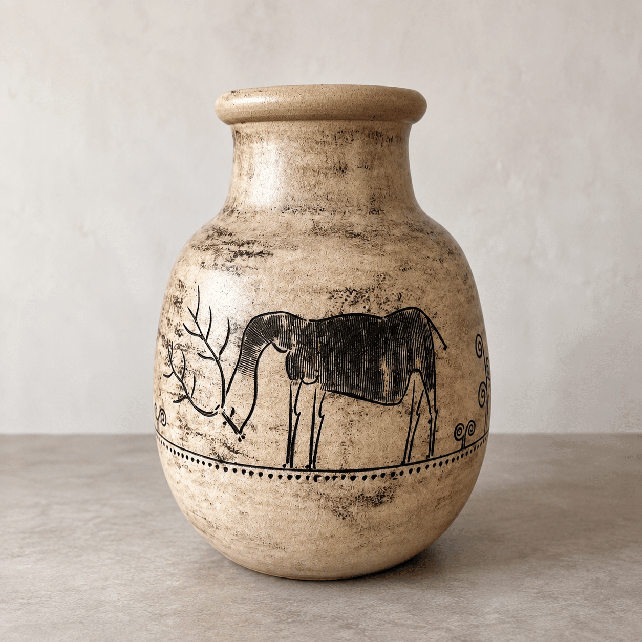 Vase en céramique signé Jacques Blin - décor animalier