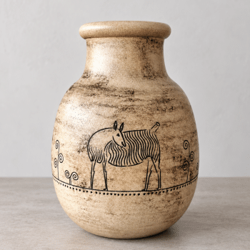 Vase en céramique signé Jacques Blin – décor animalier