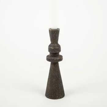 Bougeoir sculptural en bois de manguier – H26cm