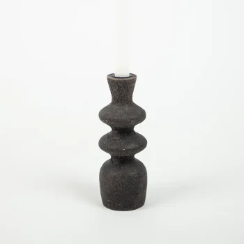 Bougeoir sculptural en bois de manguier – H20,5cm
