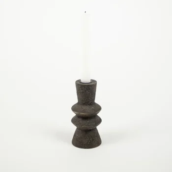 Bougeoir sculptural en bois de manguier – H15cm