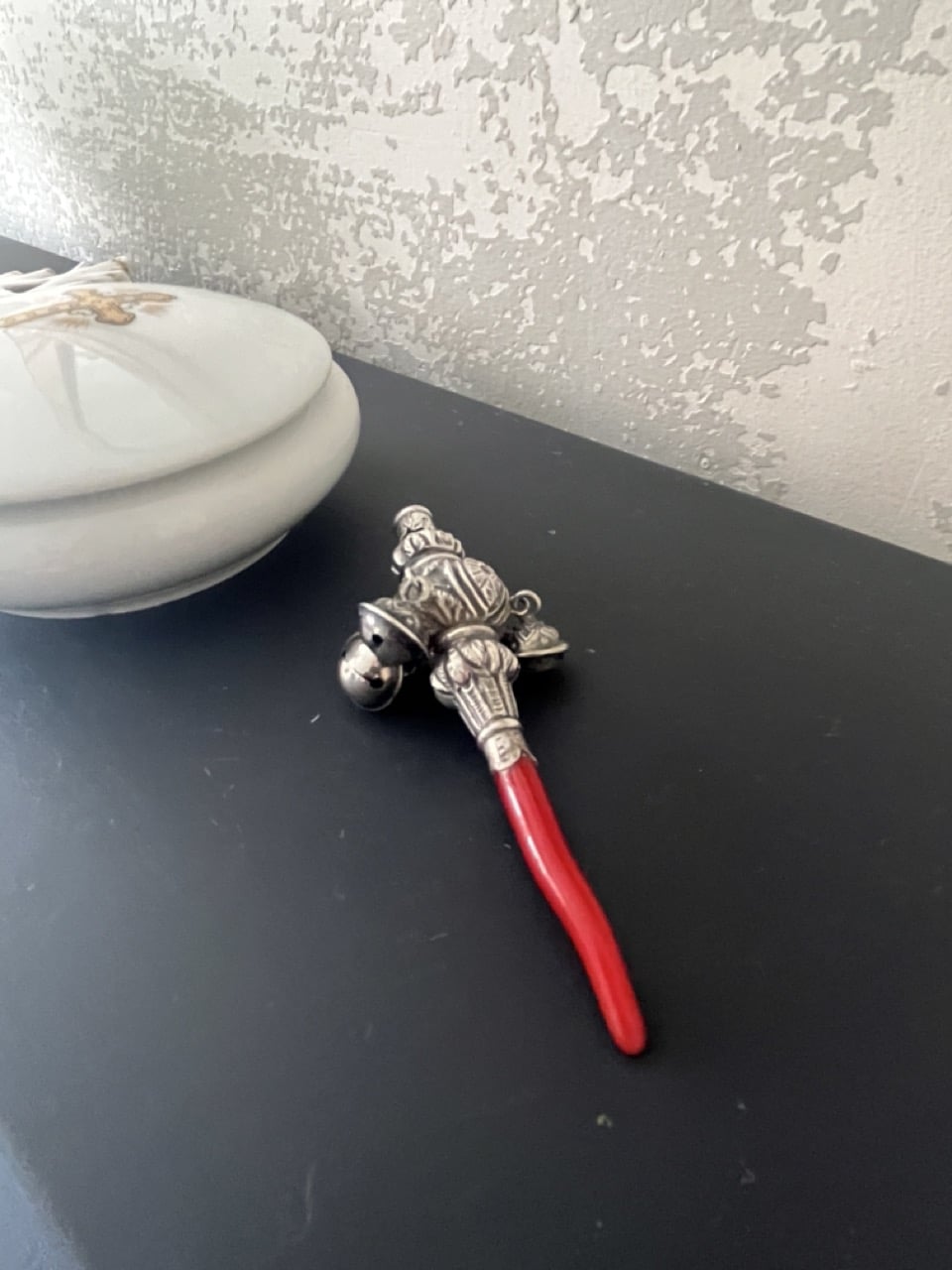 Hochet ancien en argent 925 et corail – Birmingham, 1891 – Image 10