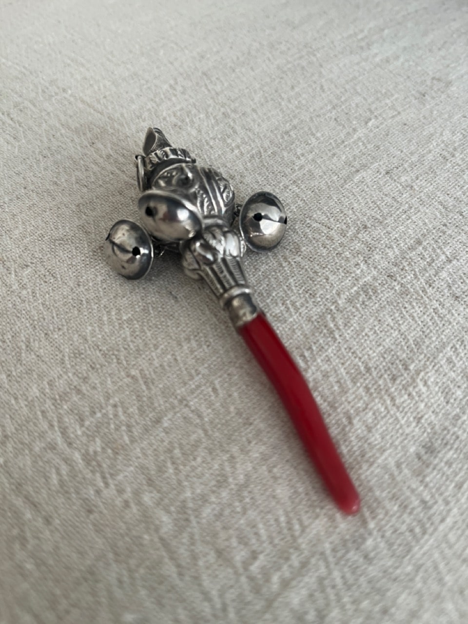 Hochet ancien en argent 925 et corail – Birmingham, 1891 – Image 6
