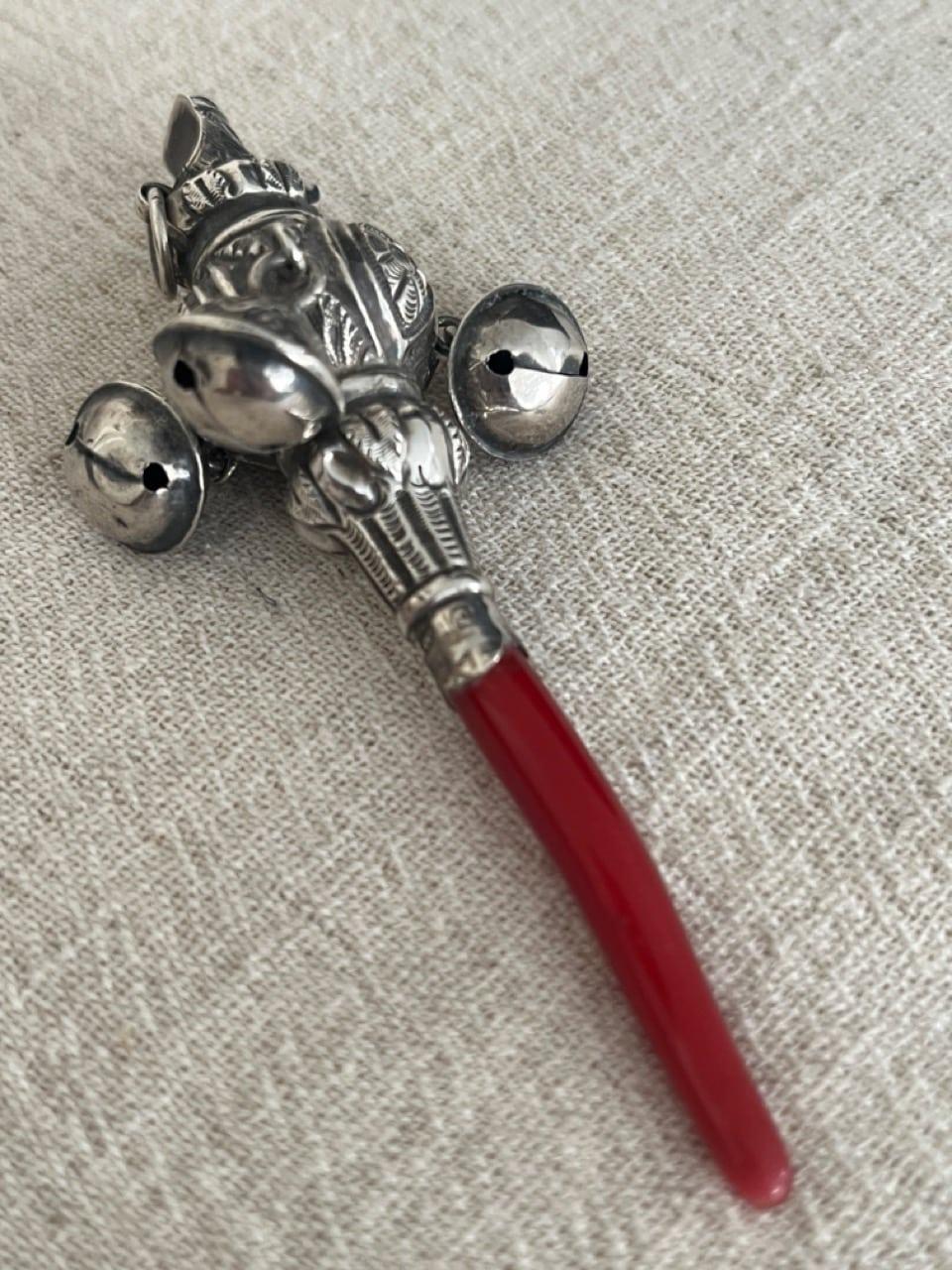 Hochet ancien en argent 925 et corail – Birmingham, 1891 – Image 5