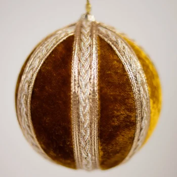 Boule de Noël en velours doré – 10 cm