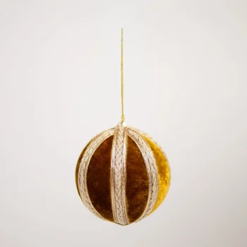 Boule de Noël en velours doré – 10 cm