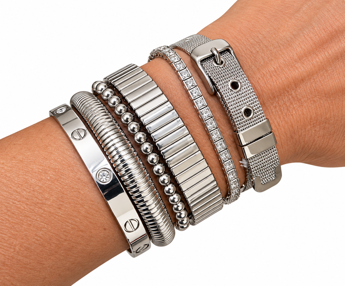 Un bracelet unisexe en maille métallique tressée - noir, argenté ou doré – Image 11